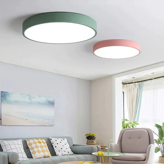 Modern Colorful Macaron Round LED Ceiling Light Kids Room Light Lamparas De Techo Lustre LED Lamp