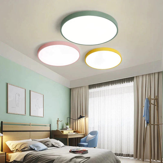 Modern Colorful Macaron Round LED Ceiling Light Kids Room Light Lamparas De Techo Lustre LED Lamp