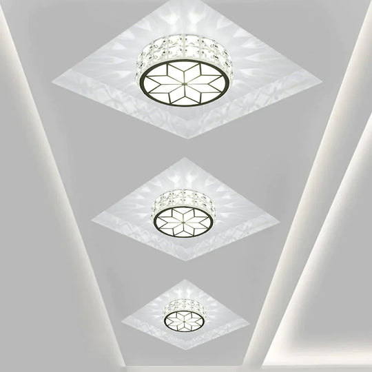 Modern Metal Crystal Ceiling Lamp For Hallway Dinning Room  6W/12W Glass Lampshade Round Aisle Lighting