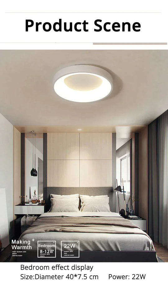 Modern Square/Round Ceiling Lights For Living Room Bedroom Dining White Color Frame Lamp Fixtures