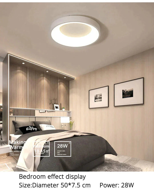 Modern Square/Round Ceiling Lights For Living Room Bedroom Dining White Color Frame Lamp Fixtures