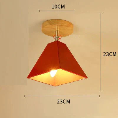 E27 Iron 5W Iron Ceiling Lamp Shade Ceiling Light Covers and Shades Triangle Metal Ceiling Lampshades 180 degree turn around cei