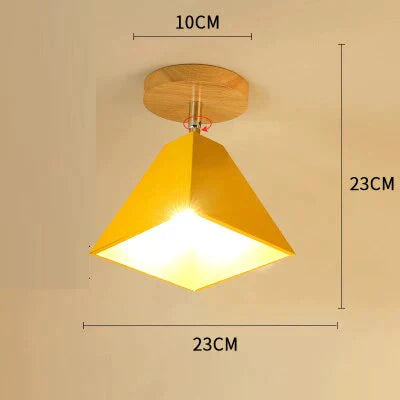 E27 Iron 5W Iron Ceiling Lamp Shade Ceiling Light Covers and Shades Triangle Metal Ceiling Lampshades 180 degree turn around cei