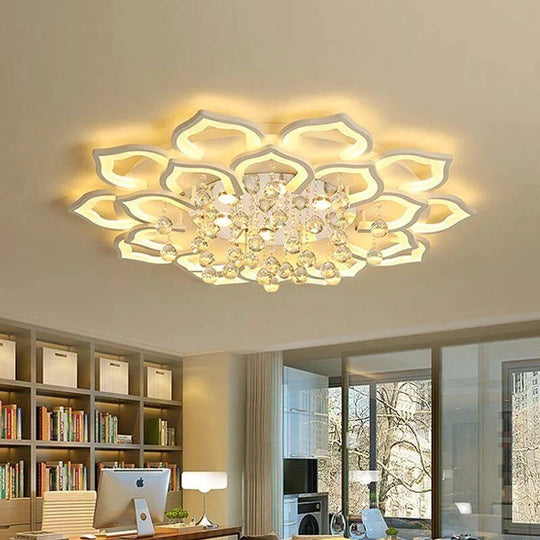 Modern LED Ceiling Lights Fixtures For Living Room White K9 Crystal Home Bedroom Lamp With Remote Control Dimmable Plafon Lustre