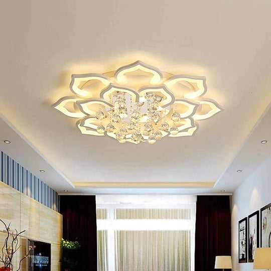 Modern Led Ceiling Lights Fixtures For Living Room White K9 Crystal Home Bedroom Lamp With Remote