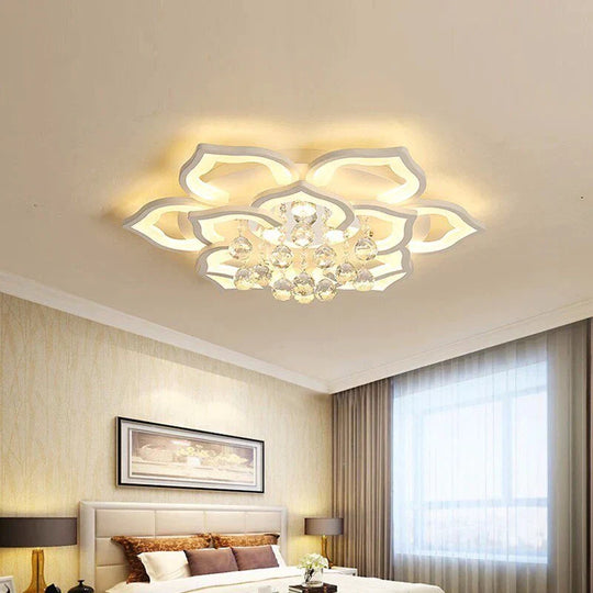 Modern LED Ceiling Lights Fixtures For Living Room White K9 Crystal Home Bedroom Lamp With Remote Control Dimmable Plafon Lustre