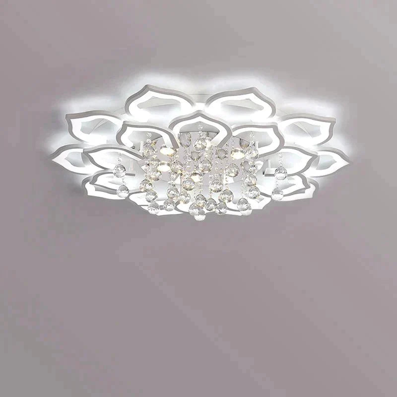 Modern Led Ceiling Lights Fixtures For Living Room White K9 Crystal Home Bedroom Lamp With Remote