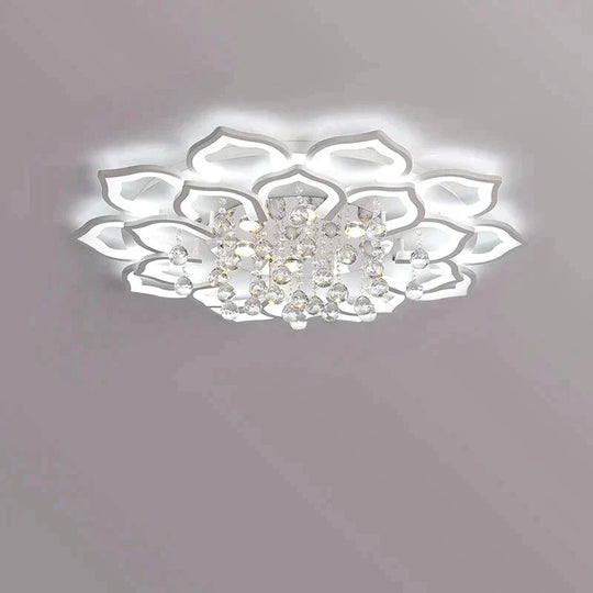 Modern Led Ceiling Lights Fixtures For Living Room White K9 Crystal Home Bedroom Lamp With Remote