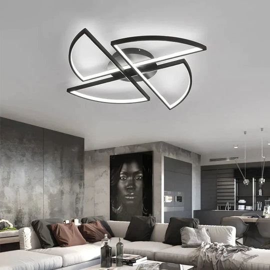 Matte Black Windmill Ceiling Lights Modern Led Ceiling Lamp For Living Room Bedroom Study Room Children Room Fixtures