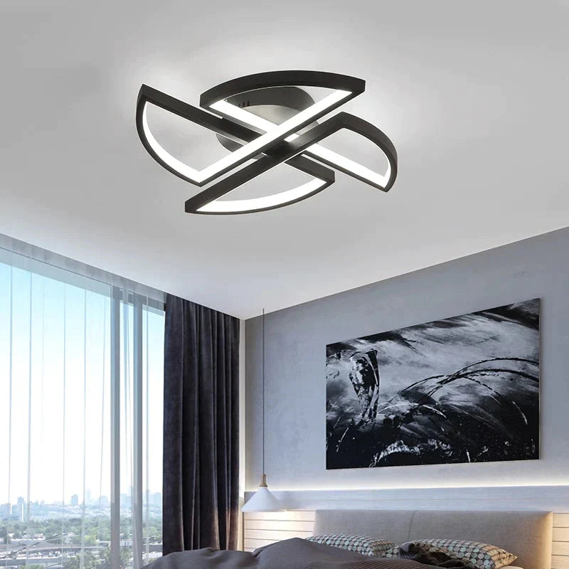 Matte Black Windmill Ceiling Lights Modern Led Ceiling Lamp For Living Room Bedroom Study Room Children Room Fixtures