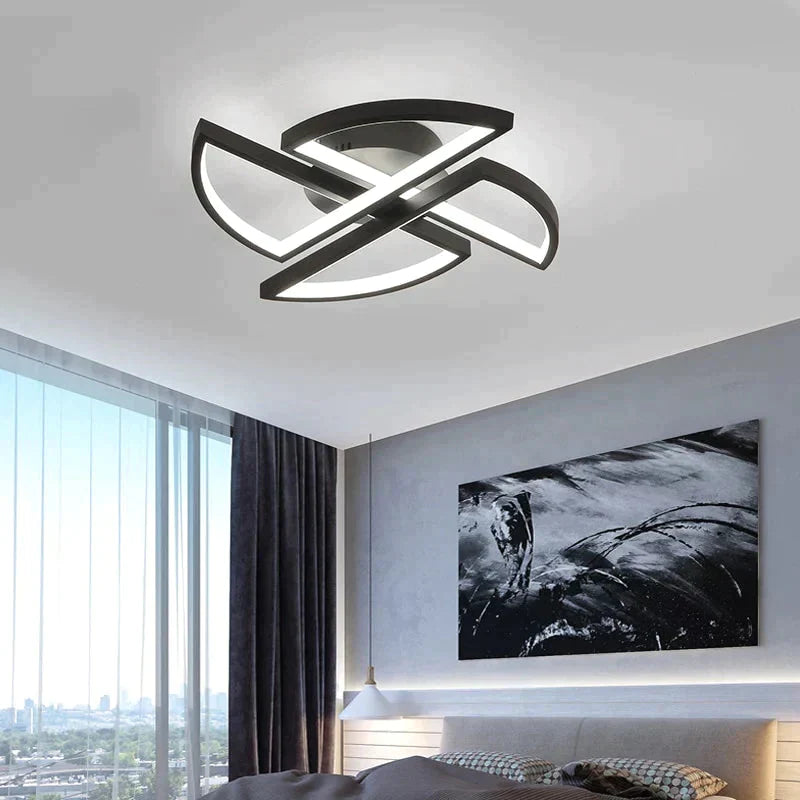 Matte Black Windmill Ceiling Lights Modern Led Lamp For Living Room Bedroom Study Children Fixtures