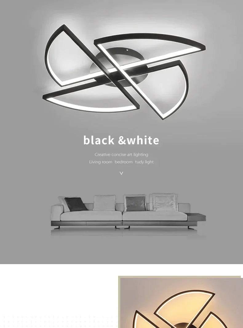 Matte Black Windmill Ceiling Lights Modern Led Ceiling Lamp For Living Room Bedroom Study Room Children Room Fixtures