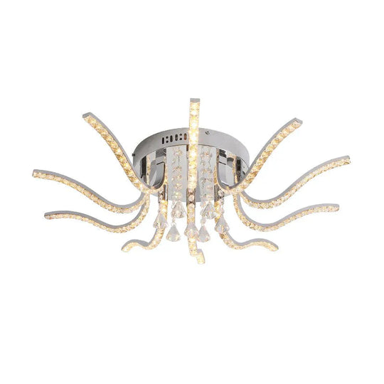 Chrome Plated Finish Crystal RC Modern Led Ceiling Lights For Living Room Bedroom Sutdy Room Dimmable Ceiling Lamp