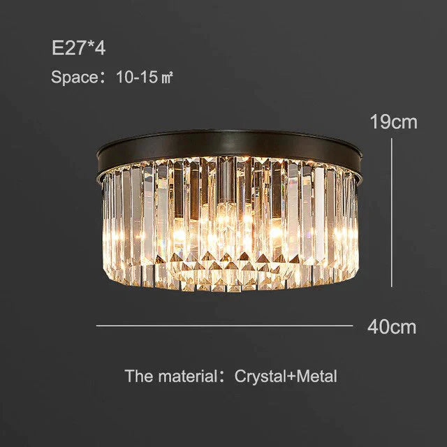 Modern Crystal Ceiling Lamp Living Crystal Ceiling Light Bedroom Classic Round Ceiling Lamps Black Base Led Fixtures Dining Room