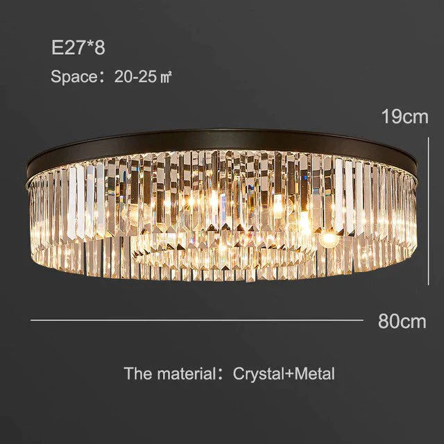 Modern Crystal Ceiling Lamp Living Crystal Ceiling Light Bedroom Classic Round Ceiling Lamps Black Base Led Fixtures Dining Room