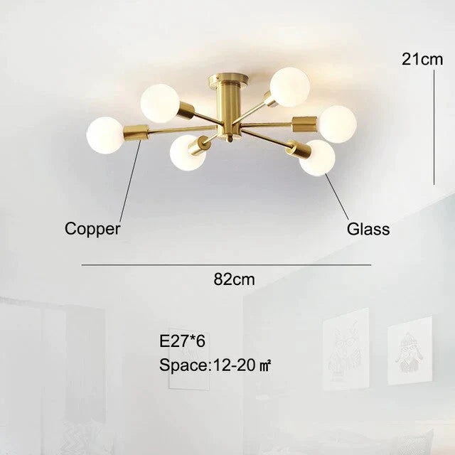 Modern Copper Ceiling Light Dining Brass Ceiling Lamp Living Led Fixtures Kitchen Lustres Lights Nordic Ceiling Lighting Bedroom