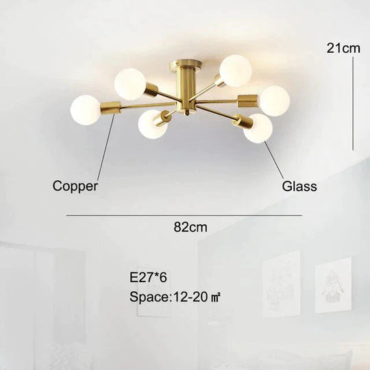 Modern Copper Ceiling Light Dining Brass Ceiling Lamp Living Led Fixtures Kitchen Lustres Lights Nordic Ceiling Lighting Bedroom