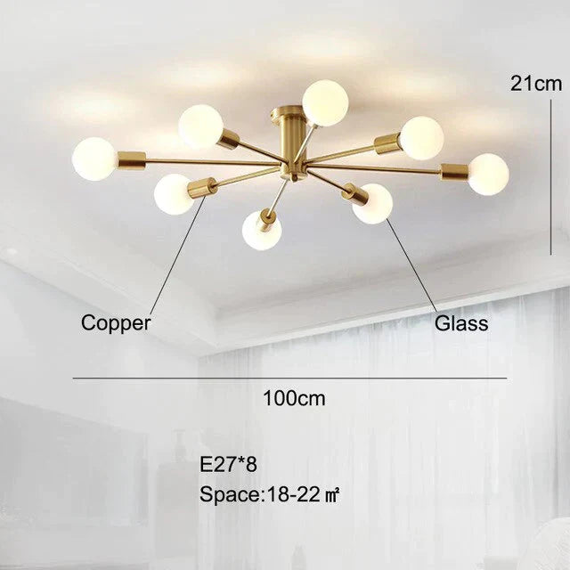 Modern Copper Ceiling Light Dining Brass Ceiling Lamp Living Led Fixtures Kitchen Lustres Lights Nordic Ceiling Lighting Bedroom