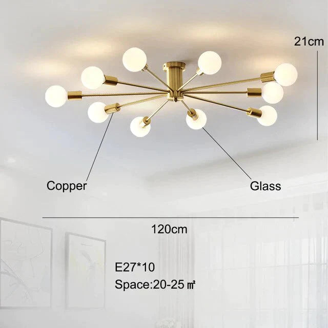 Modern Copper Ceiling Light Dining Brass Ceiling Lamp Living Led Fixtures Kitchen Lustres Lights Nordic Ceiling Lighting Bedroom