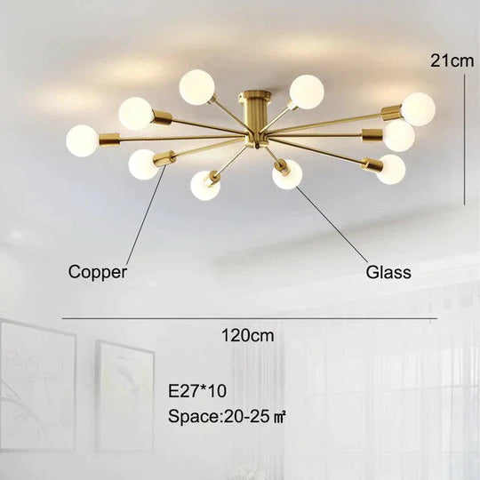 Modern Copper Ceiling Light Dining Brass Ceiling Lamp Living Led Fixtures Kitchen Lustres Lights Nordic Ceiling Lighting Bedroom