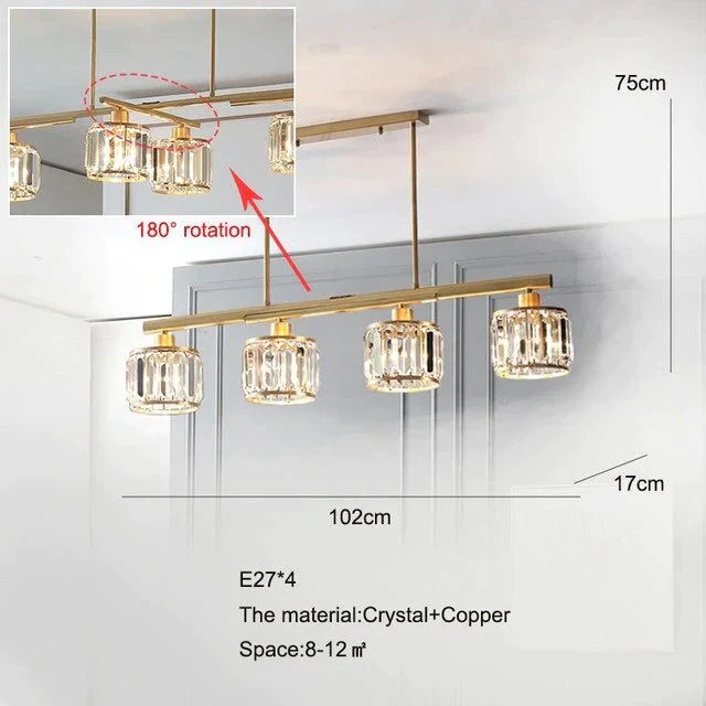 Crystal Ceiling Lights Bedroom Modern Design Copper Lamp Dining Room Led Lamp Kitchen Ceiling Lamp Crystal Lustre Living Room