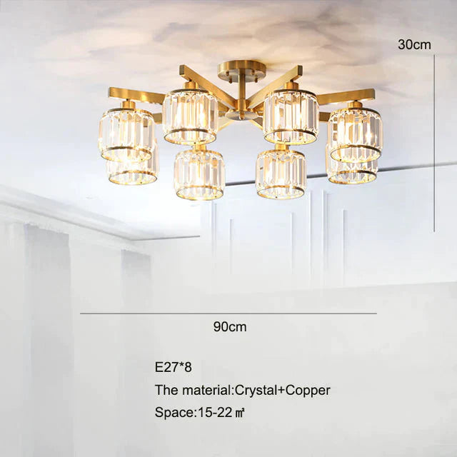 Crystal Ceiling Lights Bedroom Modern Design Copper Lamp Dining Room Led Lamp Kitchen Ceiling Lamp Crystal Lustre Living Room