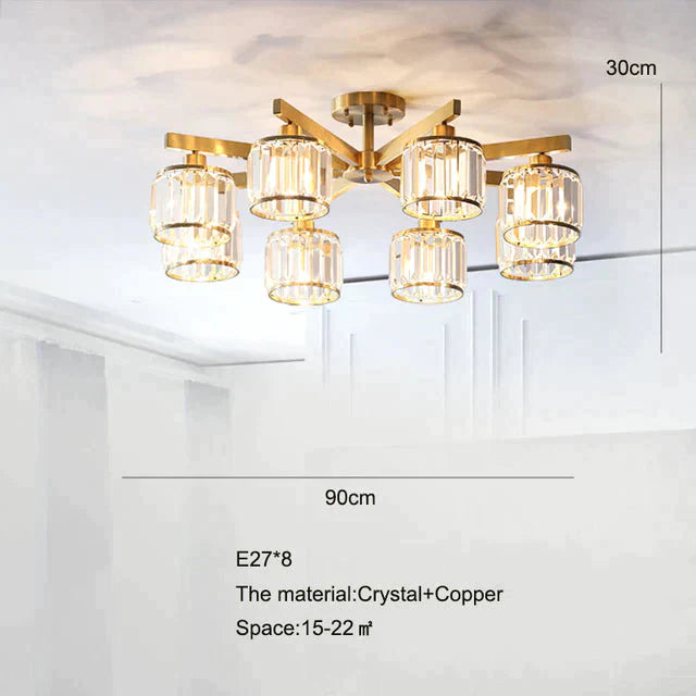 Crystal Ceiling Lights Bedroom Modern Design Copper Lamp Dining Room Led Kitchen Lustre Living