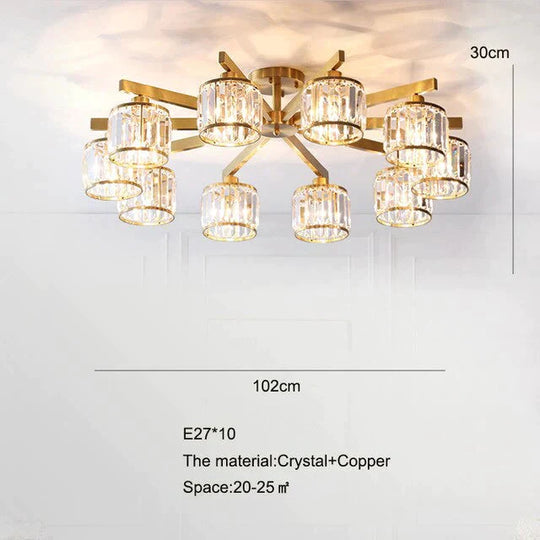 Crystal Ceiling Lights Bedroom Modern Design Copper Lamp Dining Room Led Lamp Kitchen Ceiling Lamp Crystal Lustre Living Room