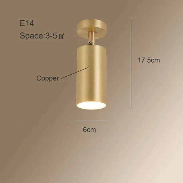 Modern Ceiling Lamp Foyer Copper Spotlight Living Room Led Brass Light Bedroom Wall Lamps Hallway Luster Ceiling Lamps Balcony