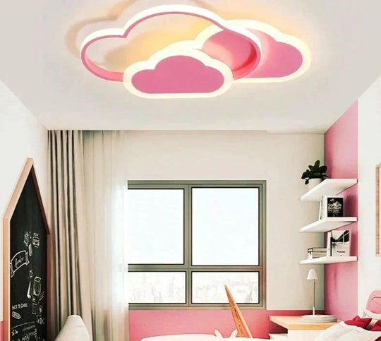 Kids Room Led Chandelier Light For Baby Bedroom New Modern Lamp With Remote Control White Pink Color