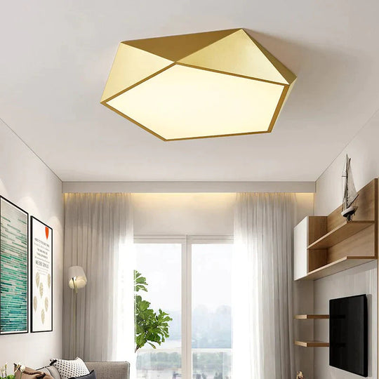 Modern Light Fixtures Ceiling Of Equilateral Indoor Lighting Gold Lampshade For Living Room Bedroom Lamp Ceiling Lamp Fixtures