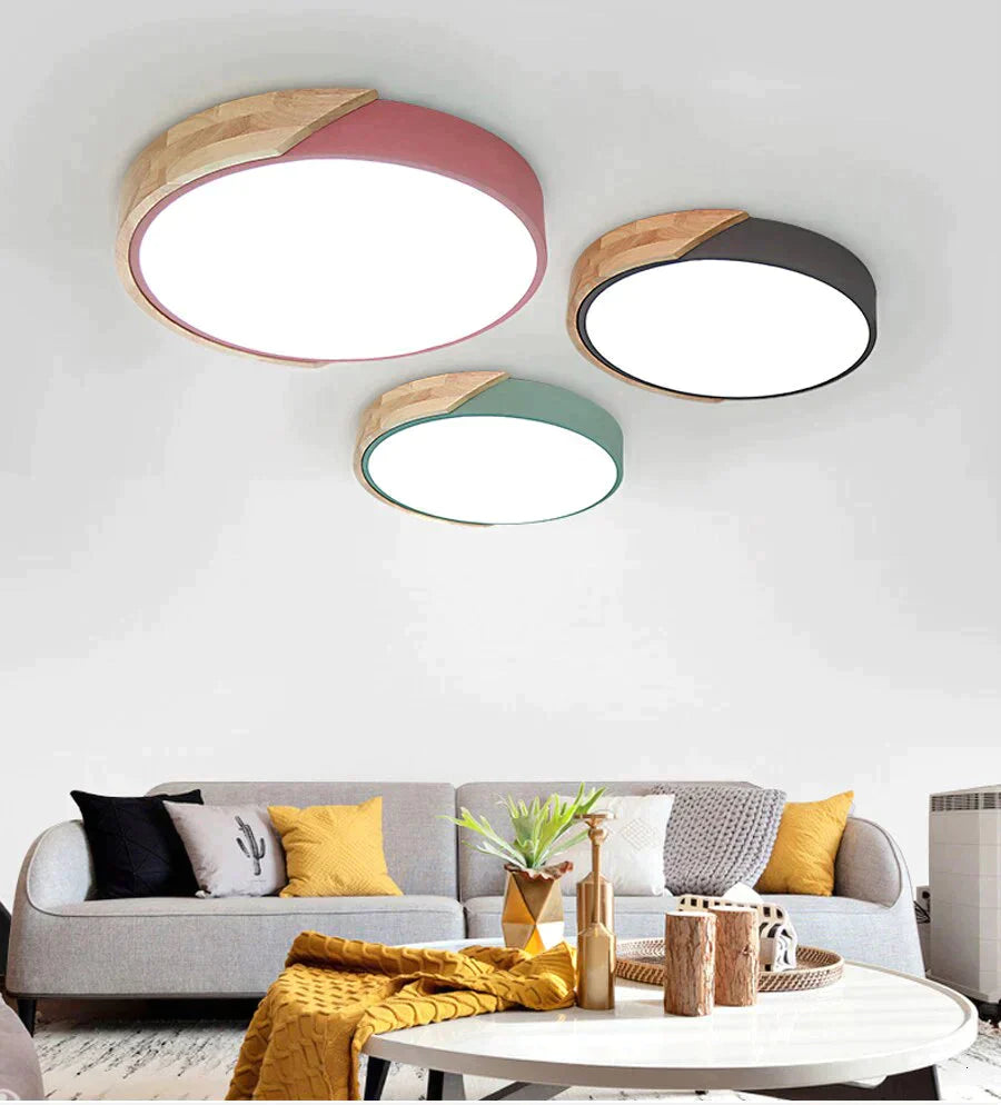 Modern Wooden Led Ceiling Lights For Living Room Bedroom Kitchen Luminaria Ultra-Thin 5Cm Hall Lamp