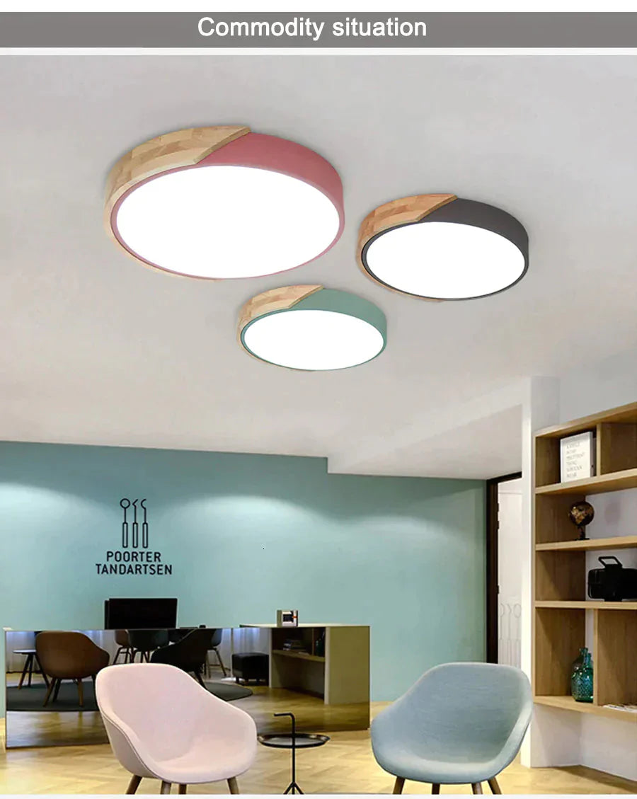 Modern Wooden Led Ceiling Lights For Living Room Bedroom Kitchen Luminaria Ultra-Thin 5Cm Hall Lamp