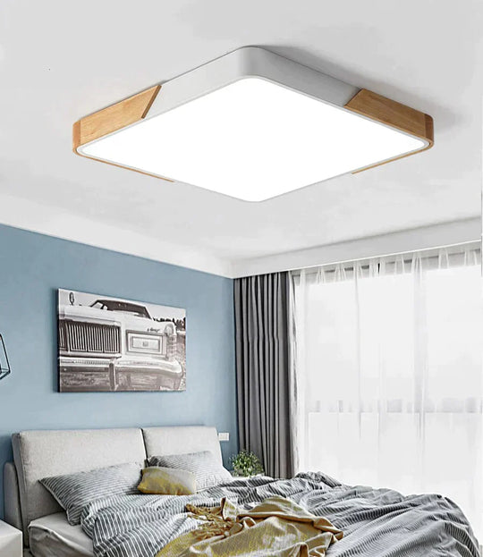 Modern Wooden Led Ceiling Lights For Living Room Bedroom Kitchen Luminaria Ultra-Thin 5Cm Hall Lamp