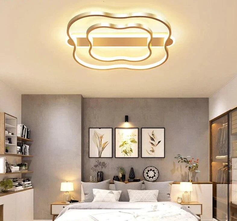 Room Light Flower Nordic Ceiling Lamp Simple Modern Brushed Gold Led Study Room Lamp Warm Romantic Bedroom Lamps