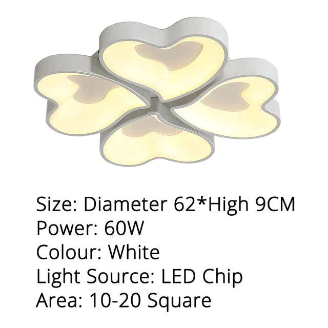 Modern Heart Shape Led Ceiling Lights For Living Room Bedroom Indoor Lighting Lamp Fixture Remote