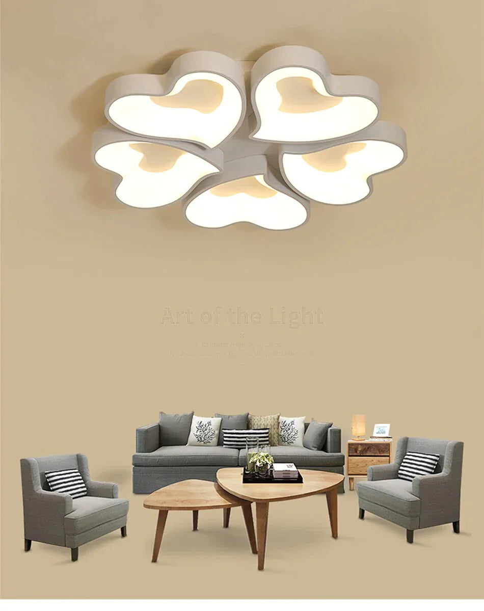 Modern Heart Shape LED Ceiling Lights For Living Room Bedroom  Indoor Lighting Ceiling Lamp Fixture Remote Control Dimmin