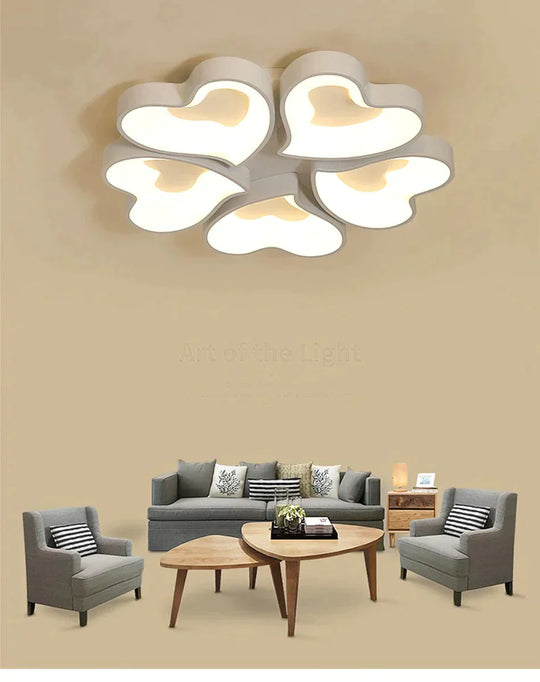 Modern Heart Shape Led Ceiling Lights For Living Room Bedroom Indoor Lighting Lamp Fixture Remote