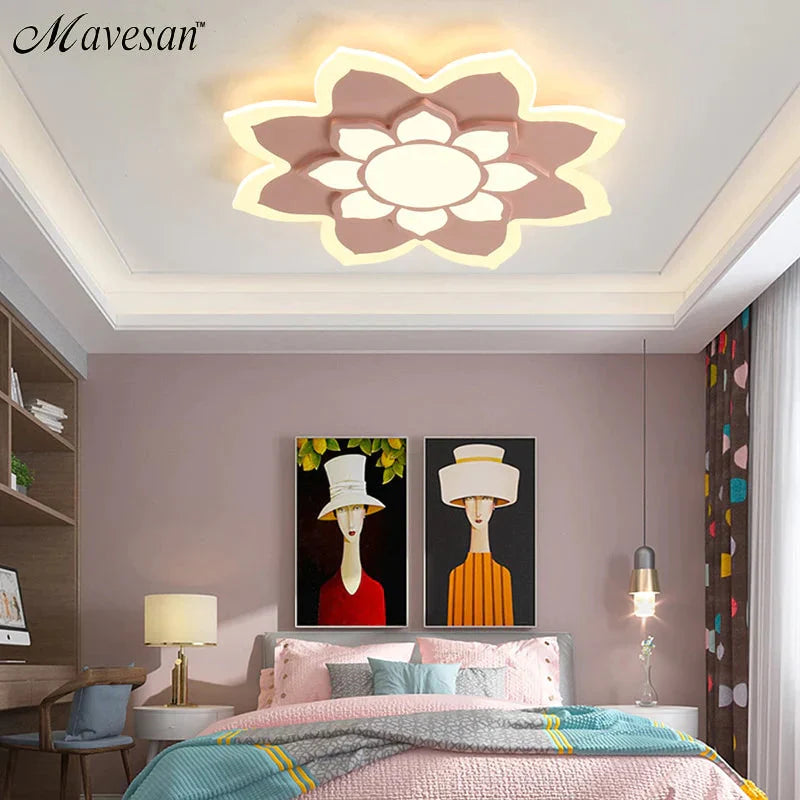 New Arrival Led Ceiling Lights Lamp With Remote Control And Flower Designer For Child Bedroom Study Room Babyroom Lamparas De Te