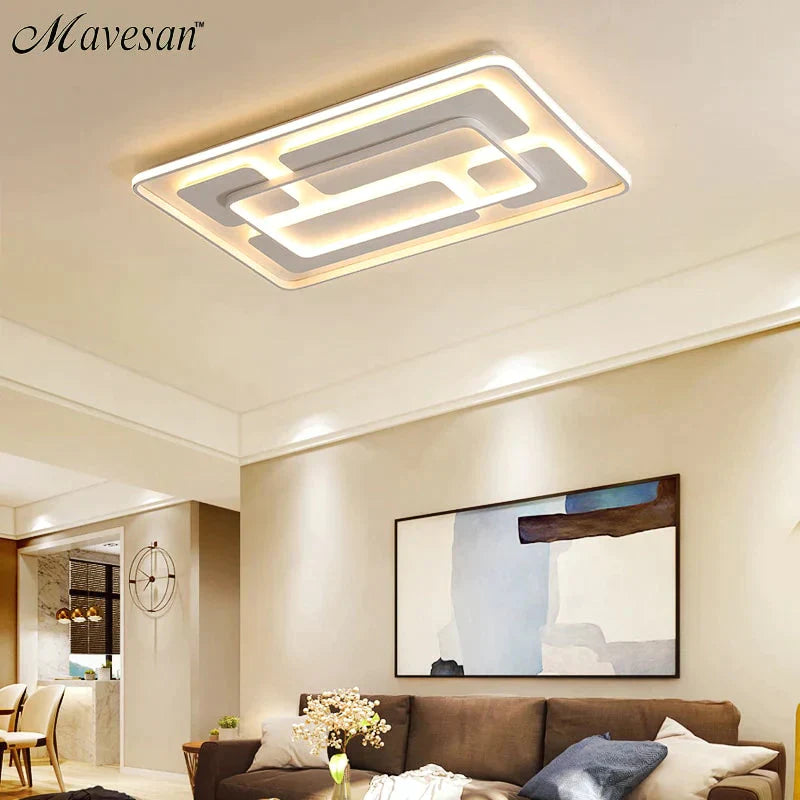 Modern White/Grey Color Ceiling Lights Lamp Rectangular Fashion Led Bedroom Lamps Living Room