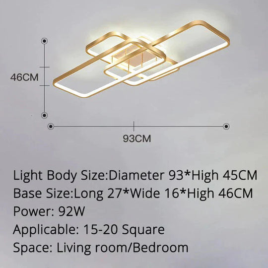 Living Room Lamp Simple Modern Atmosphere Home Rectangular Ceiling Lamp Hall Lamp Nordic Light Luxury Gold Bedroom Lamp