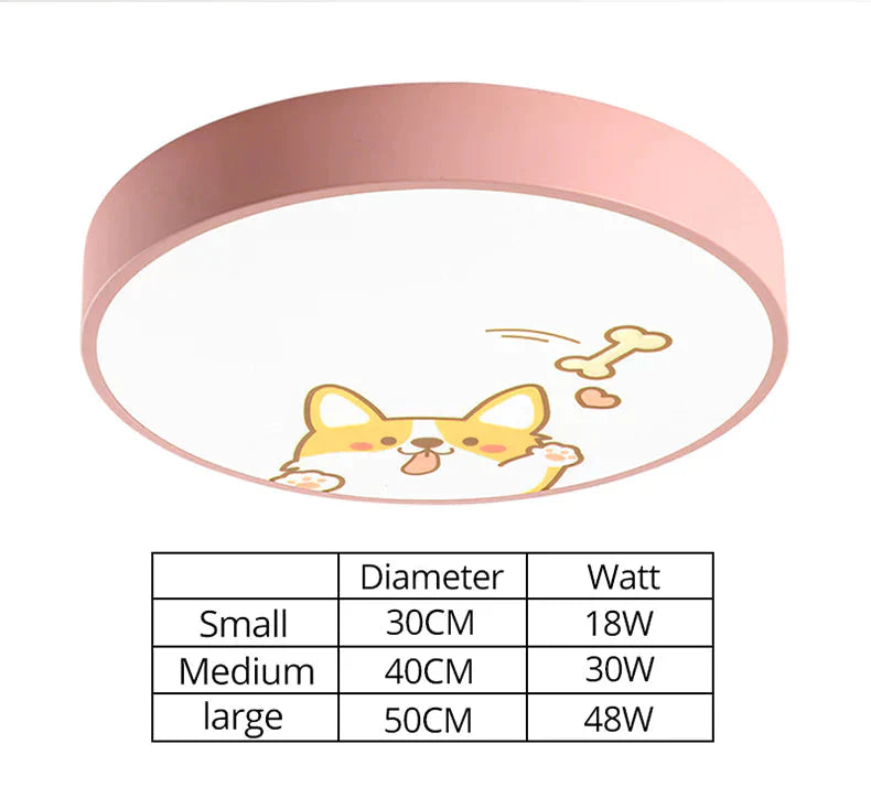 LED Ceiling Lamp Cartoon Kids Boy Girls' Room Round Multicolor 18W Ceiling Surface Mounted LED Lighting Fixtures