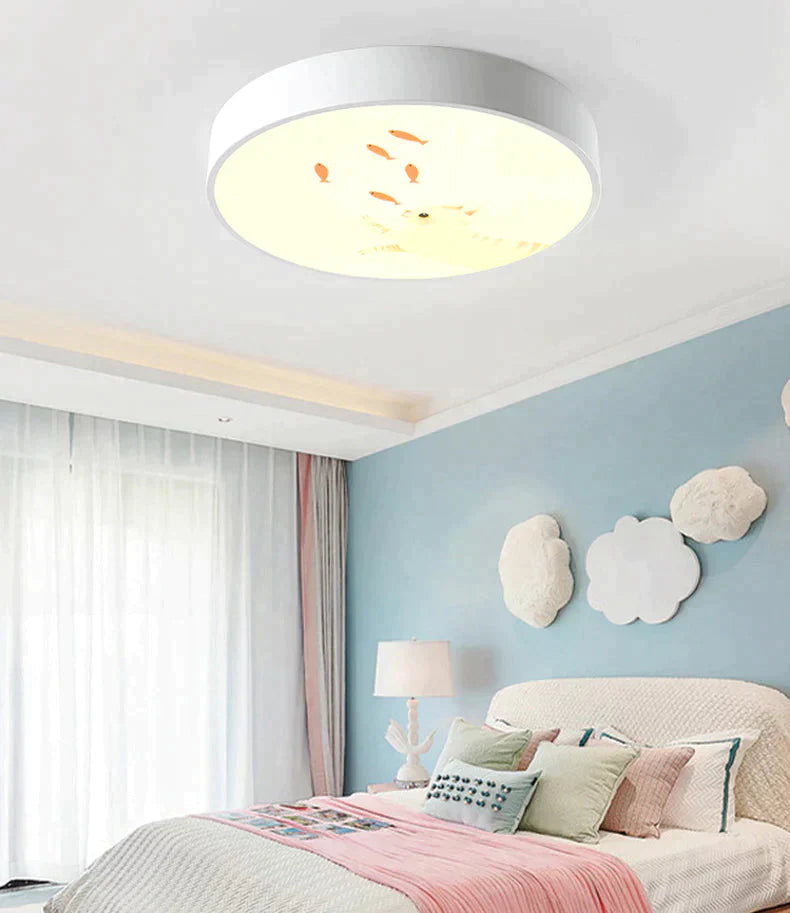 Led Ceiling Lamp Cartoon Kids Boy Girls Room Round Multicolor 18W Surface Mounted Lighting Fixtures