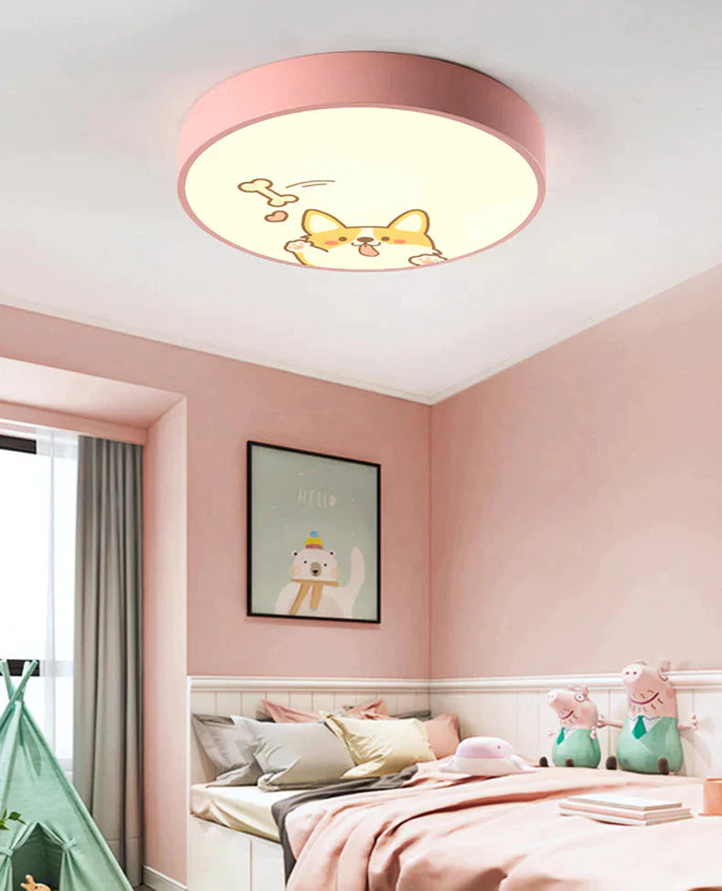 LED Ceiling Lamp Cartoon Kids Boy Girls' Room Round Multicolor 18W Ceiling Surface Mounted LED Lighting Fixtures