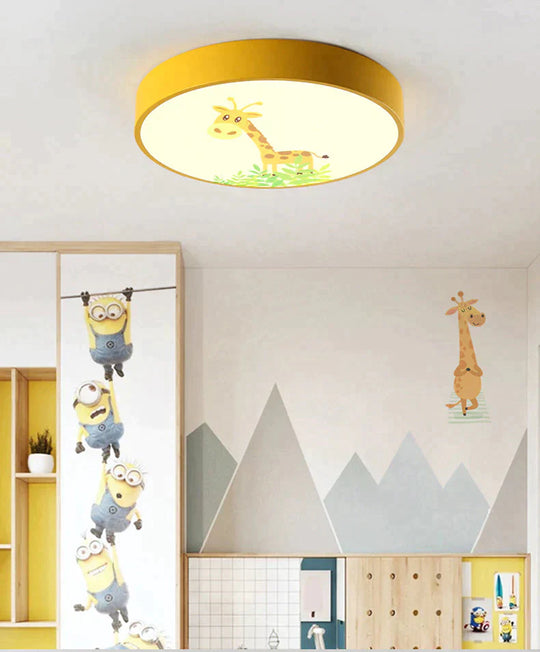 Led Ceiling Lamp Cartoon Kids Boy Girls Room Round Multicolor 18W Surface Mounted Lighting Fixtures