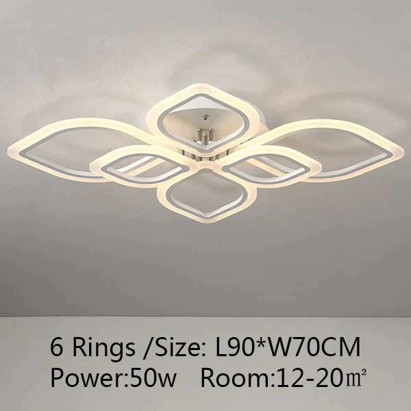 Modern Ceiling Lights Led Lamp For Living Room Bedroom Study White Color Surface Mounted Deco 6Rings