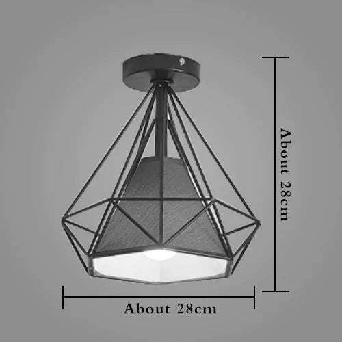 American Vintage Loft LED Ceiling Light Lamp Iron Cage Pyramid Corridor Entrance Balcony Bar Counter Indoor Lighting Fixture