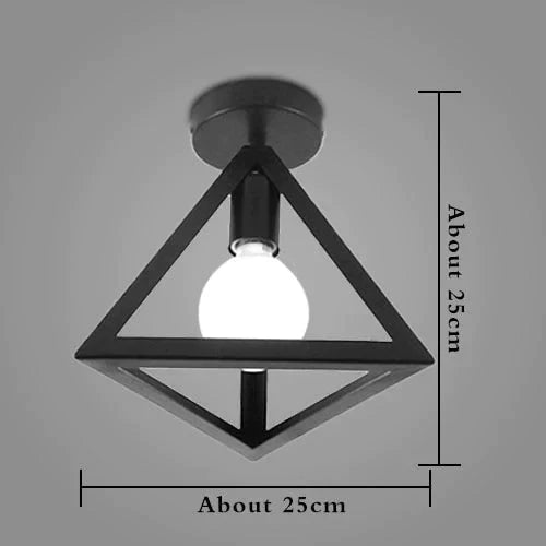 American Vintage Loft LED Ceiling Light Lamp Iron Cage Pyramid Corridor Entrance Balcony Bar Counter Indoor Lighting Fixture