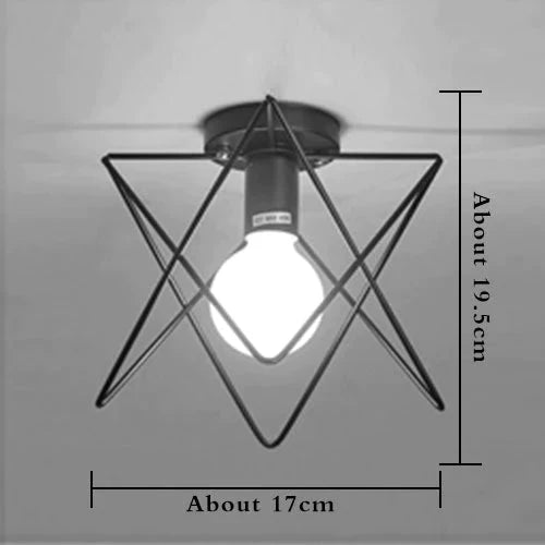 American Vintage Loft LED Ceiling Light Lamp Iron Cage Pyramid Corridor Entrance Balcony Bar Counter Indoor Lighting Fixture