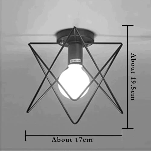 American Vintage Loft Led Ceiling Light Lamp Iron Cage Pyramid Corridor Entrance Balcony Bar Counter